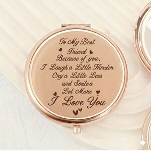 Best Friend-Rose Gold Compact Mirror Engraved “To My Best Friend” NIP